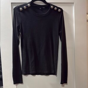 Veronica Beard Jeans Black Button-Detail Top Size Small